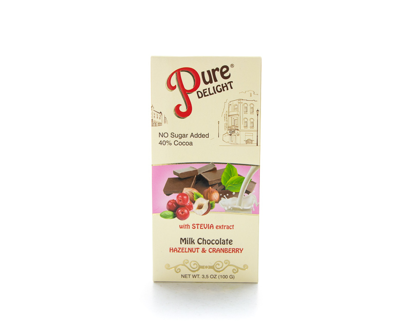 Milchschokolade „STEVIASAN“ mit Haselnüssen und Preiselbeeren., 80g „STEVIASUN corp. GmbH“