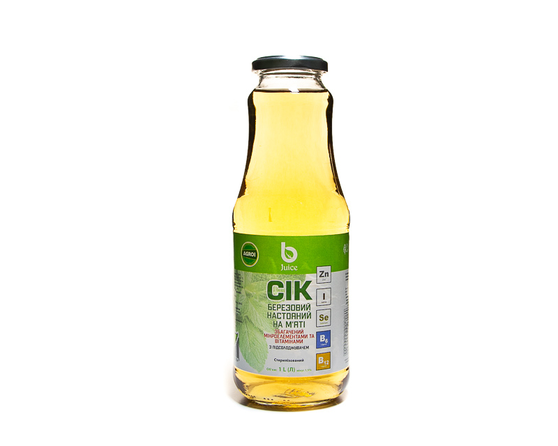 Birkensaft ohne Zucker mit Minze 1,0 L, (TM Bjuice)