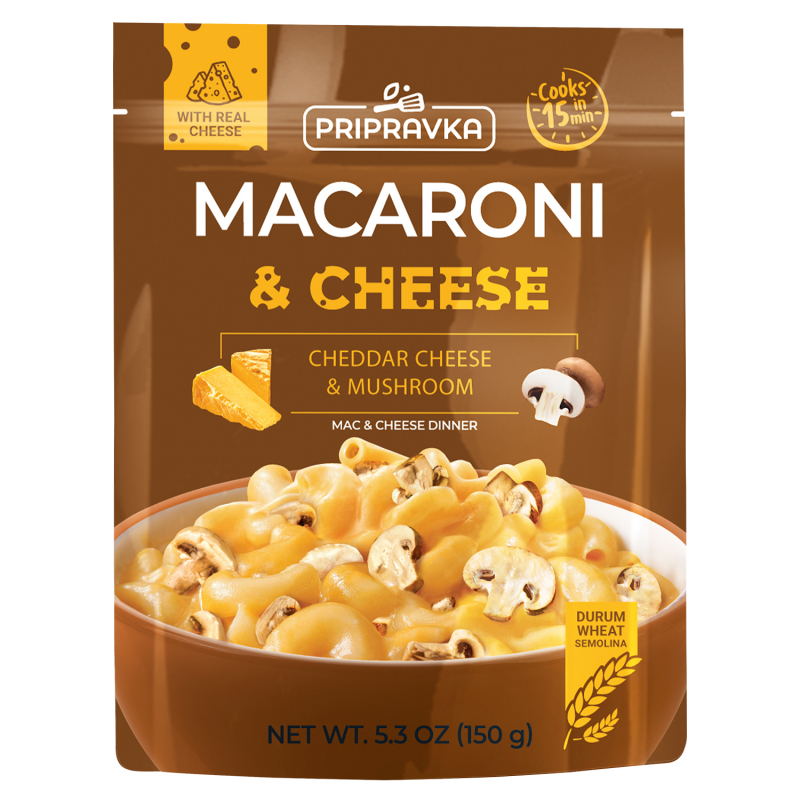 MAKARONI UND KÄSE MIT CHEDDARKÄSE & PILZ
