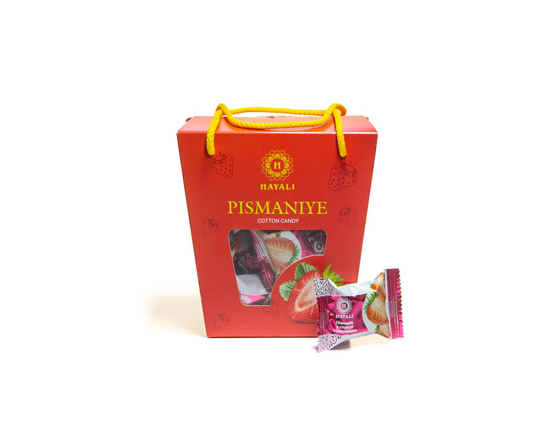 Pismaniye with strawberry flavor in the glaze