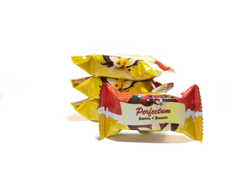 Perfectum sweets with vanilla and cherry flavor