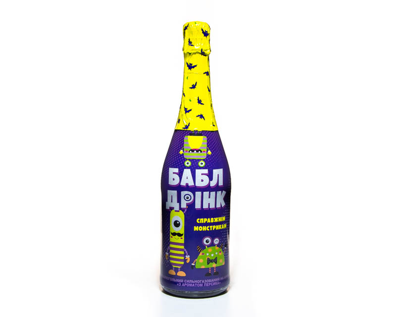Non alcogolic drink with peach flavor, for children, TM Bubble drink