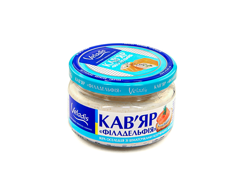 Herring caviar in cheese sauce / with smoked salmon pieces / with shrimp